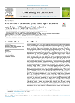 Conservation of Carnivorous Plants in the Age of Extinction