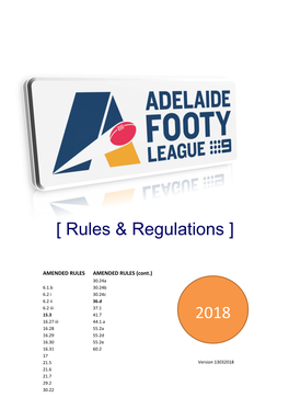 Adelaide Footy League – Rules & Regulations