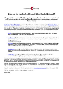 Sign up for the First Edition of Ibiza Music Network!