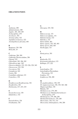 521 Organism Index