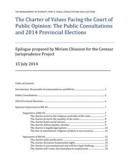 The Public Consultations and 2014 Provincial Elections