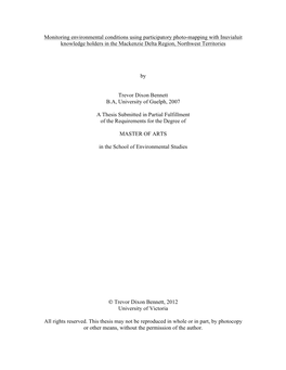 Monitoring Environmental Conditions Using Participatory Photo-Mapping with Inuvialuit Knowledge Holders in the Mackenzie Delta Region, Northwest Territories