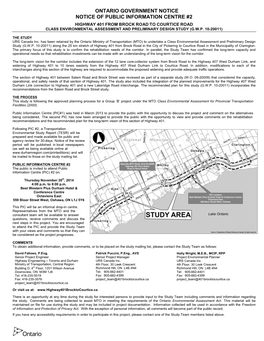 Ontario Government Notice Notice of Public