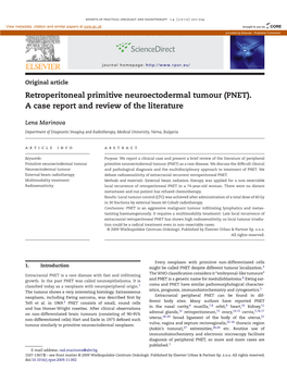 Retroperitoneal Primitive Neuroectodermal Tumour (PNET)