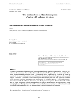 Oral Manifestations and Dental Management of Patient with Leukocyte Alterations