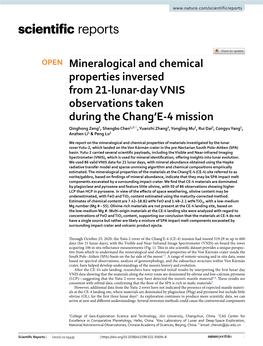 Mineralogical and Chemical Properties Inversed from 21-Lunar-Day VNIS