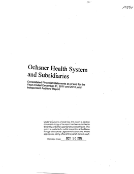 Ochsner Health System and Subsidiaries