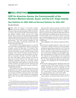 GDP for American Samoa, the Commonwealth of the Northern Mariana Islands, Guam, and the U.S