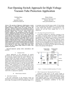 Fast Opening Switch Approach for High-Voltage Vacuum Tube Protection Application