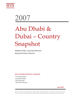 Abu Dhabi & Dubai – Country Snapshot