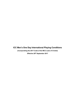 ICC Men's One Day International Playing Conditions