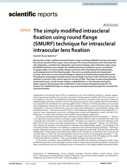 Technique for Intrascleral Intraocular Lens Fixation