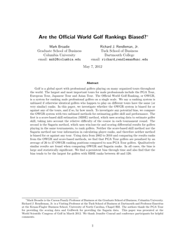Are the Official World Golf Rankings Biased?