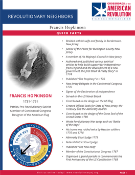 Francis Hopkinson QUICK FACTS