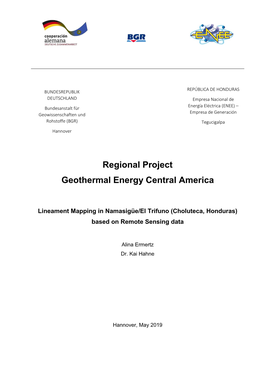 Regional Project Geothermal Energy Central America