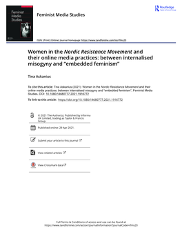 Women in the Nordic Resistance Movement and Their Online Media Practices: Between Internalised Misogyny and “Embedded Feminism”