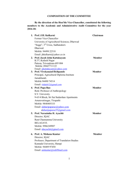 I COMPOSITION of the COMMITTEE by the Direction