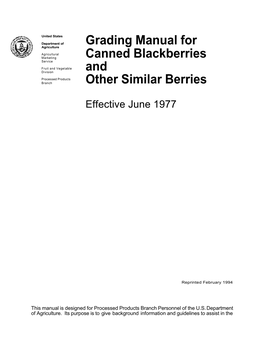 Grading Manual for Canned Blackberries and Other Similar Berries