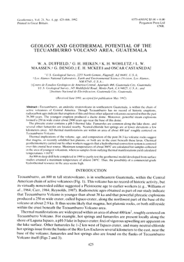 Geology and Geothermal Potential of the Tecuamburro Volcano Area Of
