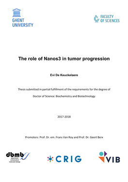 The Role of Nanos3 in Tumor Progression