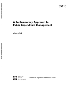 Contemporary Approach to Public Expenditure Management