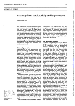 Anthracyclines: Cardiotoxicity and Its Prevention