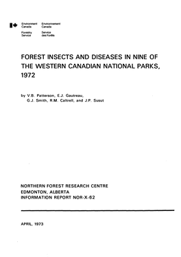 Forest Insects and Diseases in Nine of the Western Canadian National Parks, 1972