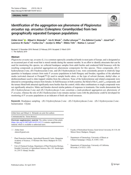 Identification of the Aggregation-Sex Pheromone of Plagionotus Arcuatus Ssp