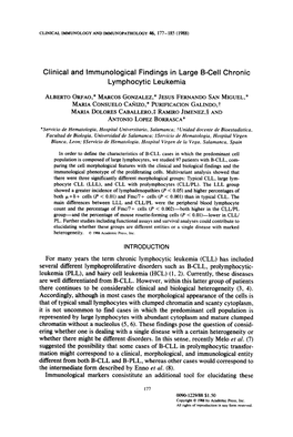 Clinical and Immunological Findings in Large B-Cell Chronic Lymphocytic Leukemia