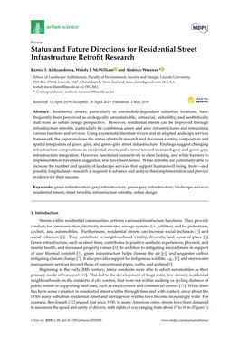 Status and Future Directions for Residential Street Infrastructure Retroﬁt Research