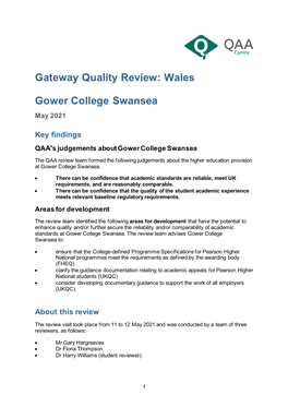 Gower College Swansea, May 2021