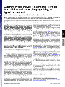 Automated Vocal Analysis of Naturalistic Recordings from Children with Autism, Language Delay, and Typical Development