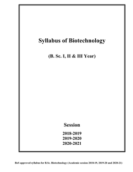 Syllabus of Biotechnology