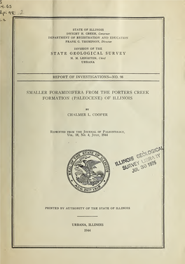 Smaller Foraminifera from the Porters Creek Formation (Paleocene) of Illinois