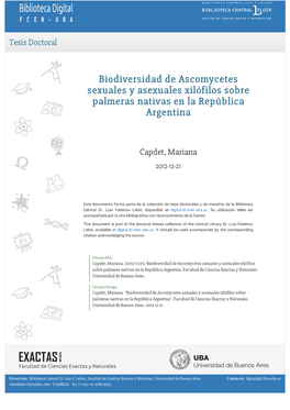 Capdet, Mariana. 2012 12 21 "Biodiversidad De Ascomycetes