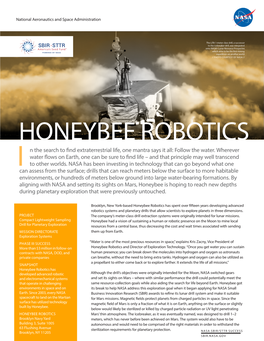 HONEYBEE ROBOTICS N the Search to Find Extraterrestrial Life, One Mantra Says It All: Follow the Water