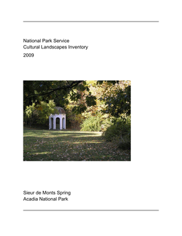 National Park Service Cultural Landscapes Inventory Sieur De