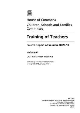 Training of Teachers