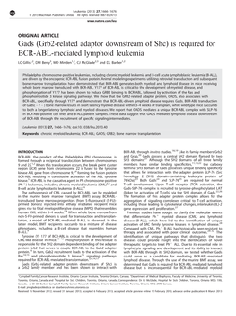 Is Required for BCR-ABL-Mediated Lymphoid Leukemia