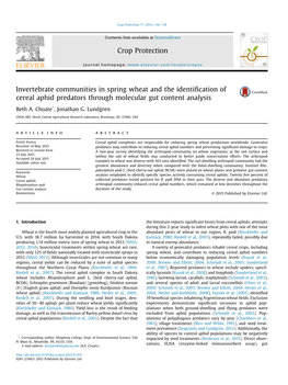 Invertebrate Communities in Spring Wheat and the Identification of Cereal Aphid Predators Through Molecular Gut Content Analysis