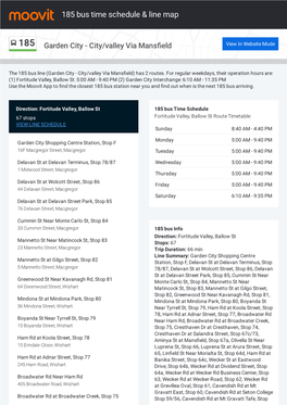 185 Bus Time Schedule & Line Route