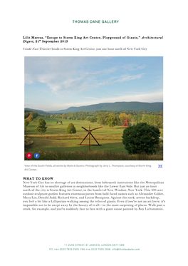 Lilit Marcus, “Escape to Storm King Art Center, Playground of Giants,” Architectural Digest, 21St September 2015