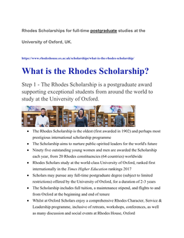 What Is the Rhodes Scholarship?