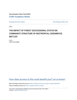 The Impact of Forest Successional Status on Community Structure of Neotropical Cerambycid Beetles