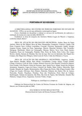 Estado De Alagoas Secretaria De Estado Da Defesa Social Centro De Perícias Forenses De Alagoas – Cpfor