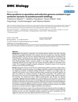 Host-Symbiont Co-Speciation and Reductive Genome Evolution in Gut