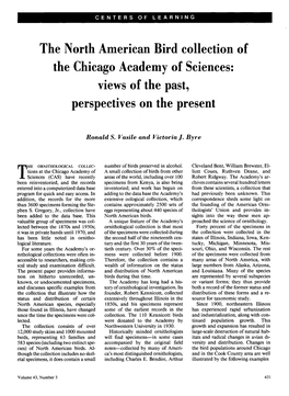 The North American Bird Collection of the Chicago Academy of Sciences: Views of the Past, Perspectives on the Present