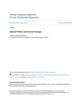 Sexual Politics and Social Change