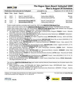 Medal Match Notes