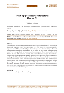 True Bugs (Hemiptera, Heteroptera)